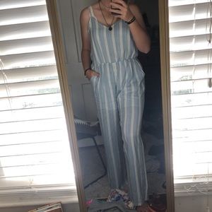Francesca’s Striped Tank-top Jumpsuit Large
